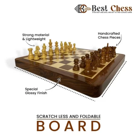 BCBESTCHESS Set, Premium Quality, Handcrafted Rosewood Unique Chess Board  Set, Foldable Secure Storage for Magnetic Pieces with Extra Queens, Chess