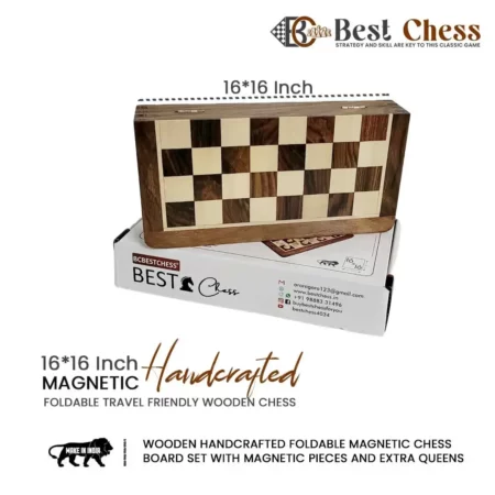 BCBESTCHESS Wooden Handcrafted Foldable Magnetic Chess Board Set